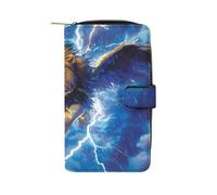 Thunder Lion PU Leather Wallet Cloth with 12 Card Holder Handbag Long Clutch for Men Women