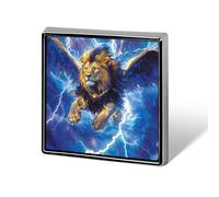Thunder Lion Square Badge Pin Metal Memorial Brooch Button Lapel Pins for Backpack Wedding