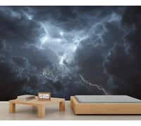 Thunder Mural Storm Lightning Wallpaper Natural Scenery Wall Mural Large Panoramic Accent Wallpaper Bedroom Living Room 3D Sofa Backdrop (Non-self-Adhesive)
