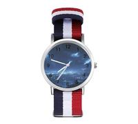 Thunder Night City Braided Elastic Strap Watch Multicolor Wristwatch Sport Analog Watches for Men Women Birthday Gift