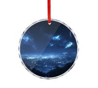 Thunder Night City Christmas Hanging Ornaments Crystal Glass Round Pendant Gifts for Xmas Trees Home Offices