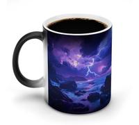Thunder Over Ocean Purple Color Changing Coffee Cups Heat Sensitive Discoloration Mug Funny Gift for Women Men