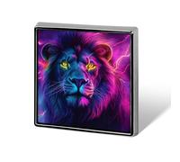 Thunder Purple Lion Funny Lapel Pins Square Brooch Tie Suit Dress Accessories for Men Women Wedding Birthday