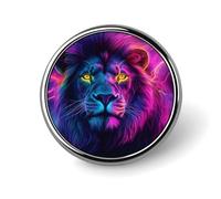 Thunder Purple Lion Round Brooch Pin Lapel Pins Tie Suit Dress Accessories for Men Women Wedding Birthday