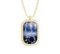 Thunder Storms Over Sea Custom Necklace for Women Rectangle Pendant Necklaces Fashion Jewelry Gifts Gold Silver