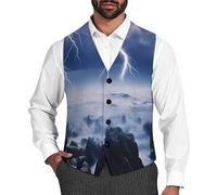 Thunder Storms Over Sea Men's Suit Vest Formal Dress Waistcoat Vest Casual Business Vests for Suit Or Tuxedo 3XL