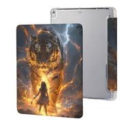Thunder Tiger And Human Cute Tablet Case with Pencil Holder Lightweight Hard Protective Cover Compatible with iPad 9th/ 8th/ 7th
