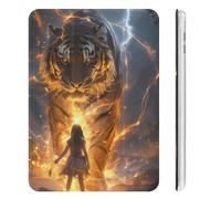Thunder Tiger And Human Cute Tablet Case with Pencil Holder Lightweight Hard Protective Cover Compatible with iPad Mini 4/5/6