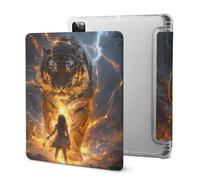 Thunder Tiger And Human Cute Tablet Case with Pencil Holder Lightweight Hard Protective Cover Compatible with Ipad 2020 /Pro 2020/2020 AIR 4 /Pro 2021