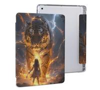 Thunder Tiger And Human Cute Tablet Case with Pencil Holder Lightweight Hard Protective Cover Compatible with Ipad 2020 /Pro 2020/2020 AIR 4 /Pro 2021