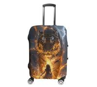Thunder Tiger and Human Printed Suitcase Covers Cute Luggage Cover Protector Fit 19 to 32 Inch M
