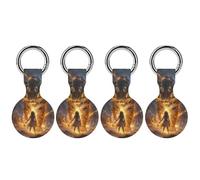 Thunder Tiger And Human Trendy GPS Cases Holder with Key Chain Ring Portable Protective Covers Compatible with Airtag