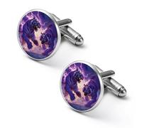 Thunder Tiger Fighting Mens Classic Cufflinks Custom Shirt Cuff Links Jewelry Accessories for Business Wedding 0.7" 0.8"