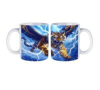 Thunder Tiger with Wings White Coffee Mug with Handle Cute Ceramic Cup Gift for Tea Coffee Home Work