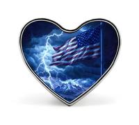 Thunder U.S. Flag Heart Metal Brooches 1 Inch Memorial Badges Exquisite Decorations Pins for Clothing