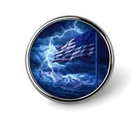 Thunder U.S. Flag Round Brooch Pins Lapel Tie Badge Metal Memorial Button Pin Kit for Hat Shirt Clothing Bags Decor