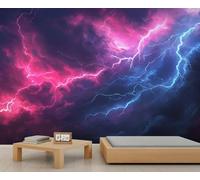 Thunder Wall Murals, Lightning Mural, Thunder Wallpaper for Living Room Bedroom Study TV Background Decor - 350x256cm