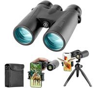 Thunderb 12x42 High Powered Binoculars for Adults with Phone Adapter, Tripod and Tripod Adapter- Clear Large View for Birdwatching, Hiking, Camping, Stargazing, Sport Games, Concerts (Black)