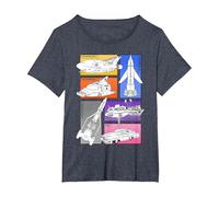 Thunderbirds 1-5 FAB 1 Vehicle Colour Panels T-Shirt, Women's Plus, Heather Blue, 3X