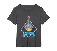 Thunderbirds Thunderbird 1 Rocket Ship Badge T-Shirt, Women's Plus, Dark Heather Grey, 6X