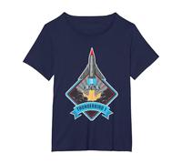 Thunderbirds Thunderbird 1 Rocket Ship Badge T-Shirt, Women's Plus, Navy Blue, 6X
