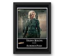 Thunderbolts - Yelena Bolova - Florence Pugh Signed Autograph Print Poster Black Framed Mounted Wall Art (10x12) Actor Artwork for Home & Office Decor Gift