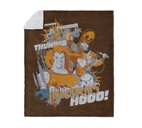 Thundercats Hooo! Silk Touch Sherpa Throw Blanket - Classic Battle Cry Hero Design, Lion-O, Cheetara, Panthro, Tygra, Ultra-Soft Fleece, Official Warner Bros. Throw, 50 x 60 in