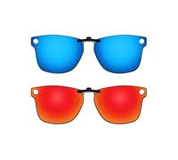 ThunderClap POLARIZED Clip-on Sunglasses Compatible with Ray-Ban Meta Wayfarer RW4008 53mm for Men Women UV Protection - Geyser Blue + Aurora Red