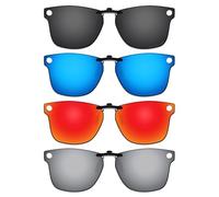 ThunderClap POLARIZED Clip-on Sunglasses Compatible with Ray-Ban Meta Wayfarer RW4008 53mm for Men Women UV Protection - Shell Black + Ultimate gray + Geyser Blue + Aurora Red