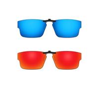 ThunderClap POLARIZED Clip-on Sunglasses for Oakley Airdrop OX8046 59mm for Men Women UV Protection - Geyser Blue + Aurora Red