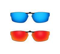 ThunderClap POLARIZED Clip-on Sunglasses for Oakley Socket 5.5 OX3218 56mm for Men Women UV Protection - Geyser Blue + Aurora Red
