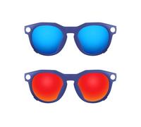 ThunderClap POLARIZED External Mount Clip-on Sunglasses for Oakley Meta HSTN OW8002 51mm Blue Frame for Men Women UV Protection - Geyser Blue + Aurora Red