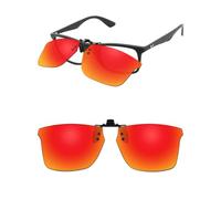 ThunderClap POLARIZED Flip-up Clip-on Sunglasses Compatible with Ray-Ban RB7047 56mm/RX7047 56mm for Men Women UV Protection - Aurora Red
