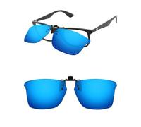 ThunderClap POLARIZED Flip-up Clip-on Sunglasses Compatible with Ray-Ban RB7047 56mm/RX7047 56mm for Men Women UV Protection - Geyser Blue