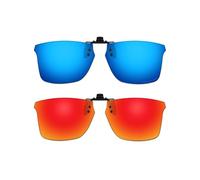 ThunderClap POLARIZED Flip-up Clip-on Sunglasses Compatible with Ray-Ban RB7047 56mm/RX7047 56mm for Men Women UV Protection - Geyser Blue + Aurora Red