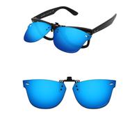 ThunderClap POLARIZED Flip-up Clip-on Sunglasses Compatible with Ray-Ban Wayfarer Ease RB4340V 50mm for Men Women UV Protection - Geyser Blue