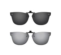 ThunderClap POLARIZED Flip-up Clip-on Sunglasses Compatible with Ray-Ban Wayfarer Ease RB4340V 50mm for Men Women UV Protection - Shell Black + Ultimate gray