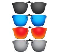 ThunderClap POLARIZED Flip-up Clip-on Sunglasses for Oakley Centerboard OX8163 55mm for Men Women UV Protection - Shell Black + Ultimate gray + Geyser Blue + Aurora Red