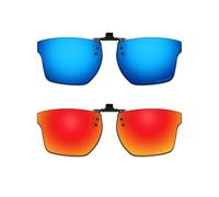 ThunderClap POLARIZED Flip-up Clip-on Sunglasses for Oakley Chamfer Squared OX8143 54mm for Men Women UV Protection - Geyser Blue + Aurora Red
