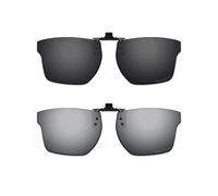 ThunderClap POLARIZED Flip-up Clip-on Sunglasses for Oakley Chamfer Squared OX8143 54mm for Men Women UV Protection - Shell Black + Ultimate gray