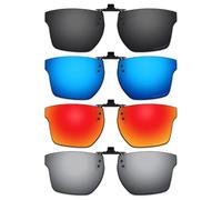 ThunderClap POLARIZED Flip-up Clip-on Sunglasses for Oakley Chamfer Squared OX8143 54mm for Men Women UV Protection - Shell Black + Ultimate gray + Geyser Blue + Aurora Red