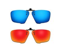 ThunderClap POLARIZED Flip-up Clip-on Sunglasses for Oakley Crosslink Zero OX8076 56mm for Men Women UV Protection - Geyser Blue + Aurora Red