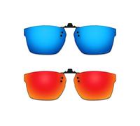 ThunderClap POLARIZED Flip-up Clip-on Sunglasses for Oakley Hex Jector (A) OX8174F 56mm for Men Women UV Protection - Geyser Blue + Aurora Red