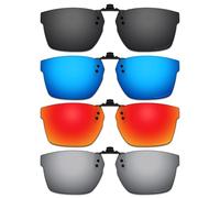 ThunderClap POLARIZED Flip-up Clip-on Sunglasses for Oakley Hex Jector (A) OX8174F 56mm for Men Women UV Protection - Shell Black + Ultimate gray + Geyser Blue + Aurora Red