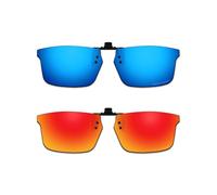 ThunderClap POLARIZED Flip-up Clip-on Sunglasses for Oakley Plank 2.0 OX8081 53mm for Men Women UV Protection - Geyser Blue + Aurora Red