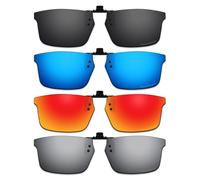 ThunderClap POLARIZED Flip-up Clip-on Sunglasses for Oakley Plank 2.0 OX8081 53mm for Men Women UV Protection - Shell Black + Ultimate gray + Geyser Blue + Aurora Red