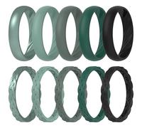 ThunderFit Braided Classic Mix Women's Silicone Rings, 1.9mm Thick Rubber Engagement Rings - Braided and 4mm Classic Rings Combo, 8.5 - 9 (18.90mm), Silicone, No Gemstone