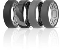 ThunderFit Men Breathable Air Grooves Silicone Rings Wedding Bands 8mm Wide 2.4mm Thick - 1/2/3/4/6/7 Variety Multipack, 10.5 - 11 (20.60mm), Silicone, No Gemstone