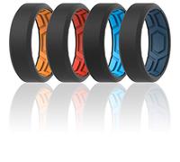 ThunderFit Men Breathable Air Grooves Silicone Rings Wedding Bands 8mm Wide 2.4mm Thick - 1/2/3/4/6/7 Variety Multipack, 10.5 - 11 (20.60mm), Silicone, No Gemstone