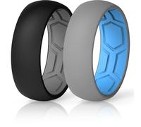 ThunderFit Men's Air Groove 7.8mm Wide 1.8mm Thick Silicone Rings Size 9.5-10,Variety Multipack 1-7, 9.5 - 10 (19.80mm), Silicone, No Gemstone